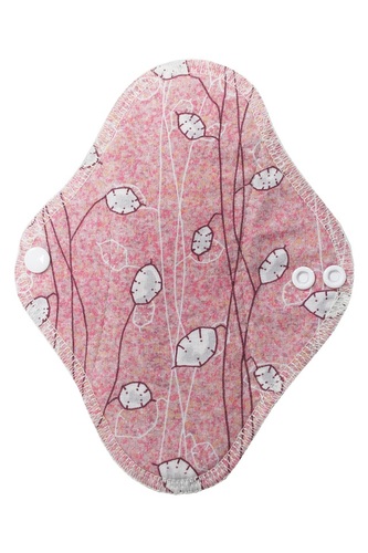 BIO Slipová vložka (Bavlněné froté s PUL) - Stříbrné lístečky na červené (biobavlněný úplet s GOTS)