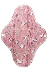 BIO Noční vložka (Bavlněné froté s PUL) - Stříbrné lístečky na červené (biobavlněný úplet s GOTS)