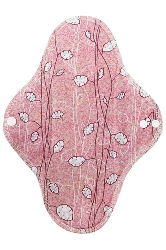 BIO Noční vložka (Bavlněné froté s PUL) - Stříbrné lístečky na červené (biobavlněný úplet s GOTS)