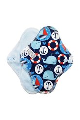 Slipová vložka (PUL) - Velryby a plachetnice, sv. modrý velur (kojenecký plyš)