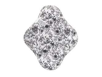 Denní vložka (PUL) - Květy black and white, černý velur (kojenecký plyš)