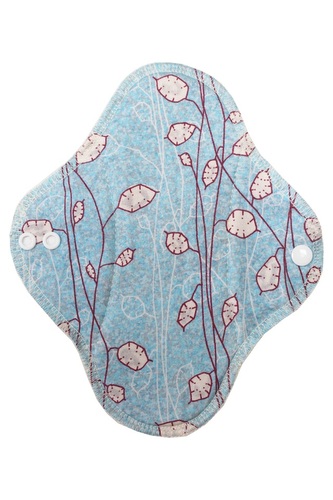 BIO Denní vložka (Bavlněné froté s PUL) - Stříbrné lístečky na modré (biobavlněný úplet s GOTS)