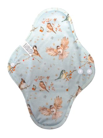 BIO Noční vložka (PUL) - Ptáčci u jeřabin & přírodní bambusovo-biobavlněné froté