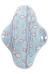 BIO Noční vložka (Bavlněné froté s PUL) - Stříbrné lístečky na modré (biobavlněný úplet s GOTS)