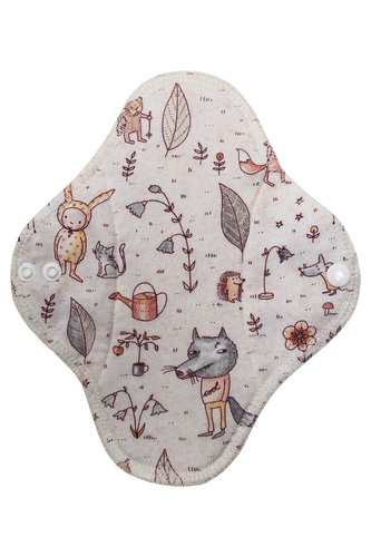 BIO Denní vložka (Bavlněné froté s PUL) - Vlk a přátelé (biobavlněný úplet s GOTS)