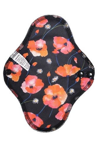 Slipová vložka (PUL) - Sedmikrásky v makovém poli, černý velur (kojenecký plyš)
