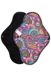 Noční vložka (PUL) - Květinové mandaly fialové, černý velur (kojenecký plyš)