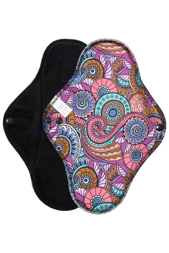 Noční vložka (PUL) - Květinové mandaly fialové, černý velur (kojenecký plyš)