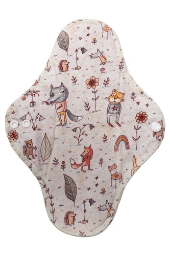 BIO Noční vložka (Bavlněné froté s PUL) - Vlk a přátelé (biobavlněný úplet s GOTS)