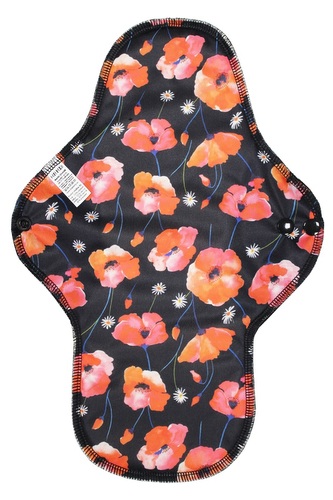 XL vložka (PUL) - Sedmikrásky v makovém poli, černý velur (kojenecký plyš)