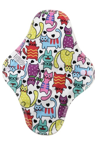 BIO Noční vložka (PUL) - Kočky & přírodní bambusovo-biobavlněné froté