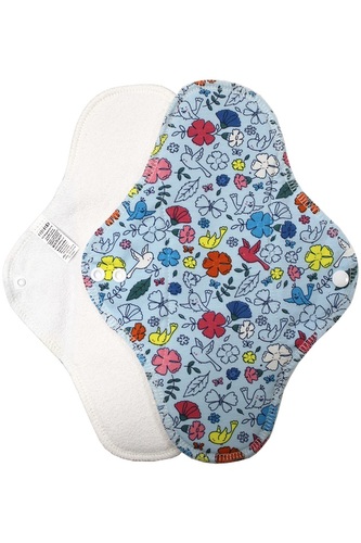 Noční vložka (Bavlněné froté s PUL) - Ptáčci v kvítí (bavlněný úplet)