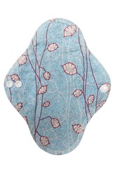 BIO Slipová vložka (Bavlněné froté s PUL) - Stříbrné lístečky na modré (biobavlněný úplet s GOTS)