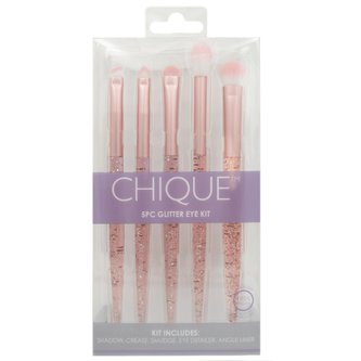 Royal & Langnickel CHIQUE ™ 5 PC Chique Eye Set Pink Glitter - Sada kozmetických štetcov na oči s ružovými trblietkami - 5ks