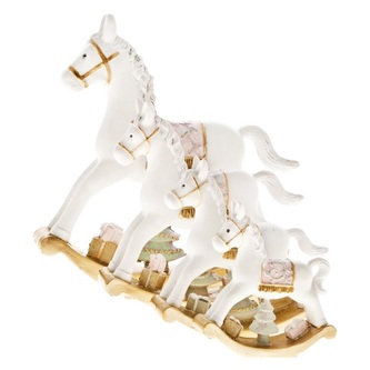 Koník houpací bílý se stromečkem a dárky malý