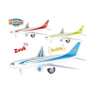 Letadlo kov 18,5cm zpětný chod na baterie se světlem a zvukem 3b