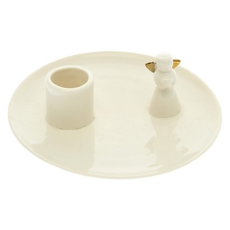 Svícen s andělem se zlatými křídly 14x1 cm