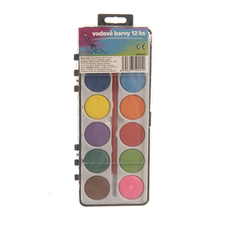 Barvy vodové 12 barev + štětec