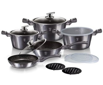 Sada nádobí Berlingerhaus s mramorovým povrchem 13 ks Carbon PRO Line BH-6886