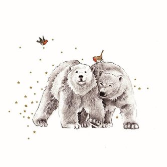 Karnet złocony kwadrat CL3907_BL Niedźwiadki