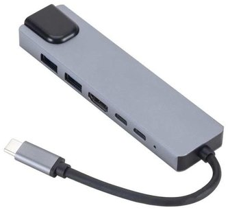Mobilný rozbočovač eSTUFF 6-in-1 Nabíjanie USB-C, port USB-C na synchronizáciu/nabíjanie, HDMI, RJ45, USB 2.0