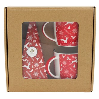 HOME ELEMENTS Set černého čaje Růže a dvou hrnků 300ml v papírovém boxu design Jelen