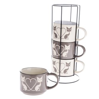 Keramické hrnečky v kovovém stojanu, 3/24