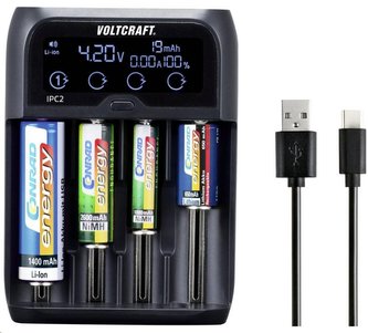 CONRAD Nabíječka VOLTCRAFT IPC-2 nabíječka akumulátorů NiMH, NiCd, Li-Ion, LiFePO Mini (AAAA) , AAA, AA, malé mono, ....