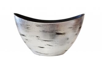 Plastový květináč loďka 14,5x10x24 cm stříbrný s patinou