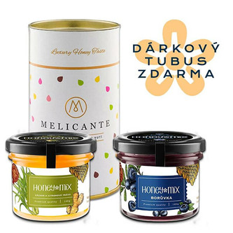 HoneyMix Zdravý dárkový tubus Borůvka a Zázvor s citronovou trávou 2 x 140 g