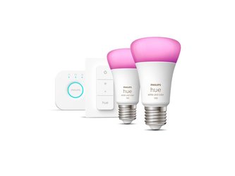 Hue 2x Bluetooth žárovka LED E27 9W 806lm 2200-6500K 16mil. barev + bridge + dimmerswitch