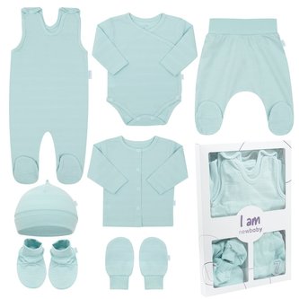 7-dílná kojenecká soupravička do porodnice New Baby I AM modrá - velikost 62 (3-6m)