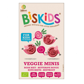BISkids BIO detské celozrnné mini sušienky s červenou repou bez pridaného cukru 120g*
