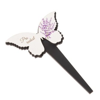 Dřevěný zápich motýl - levandule, "Pro radost", 0/50