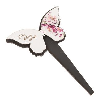 Dřevěný zápich motýl - růže, "Pro dobrou náladu", 0/50