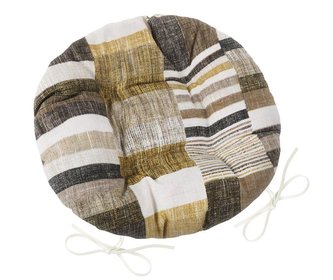 Sedák EMA kulatý prošívaný - dlaždice hnědobéžové - průměr 40 cm