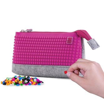 PIXIE CREW velké pouzdro ŠEDÁ/FUCHSIOVÁ