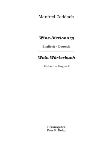 Weinwörterbuch Deutsch-Englisch / Englisch-Deutsch