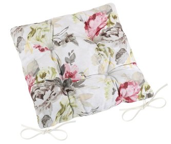 Sedák EMA prošívaný - šedorůžové květy - 40x40 cm, prošívaný