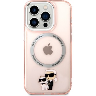 Karl Lagerfeld MagSafe Kompatibilní Kryt IML Karl and Choupette NFT iPhone 14 Pro růžový