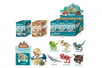 Dinosaurus skrutkovací vo vajíčku plast 13cm 2 druhy v krabičke 9x9x14cm 6ks v boxe