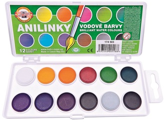 Koh-i-noor brilantné vodové farby obdĺžnik 12 farieb