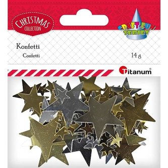 Konfetti Gwiazdki 14g złote, srebrne