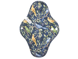 Noční vložka (PUL) - Papoušek Indigo, limetkový velur (kojenecký plyš)