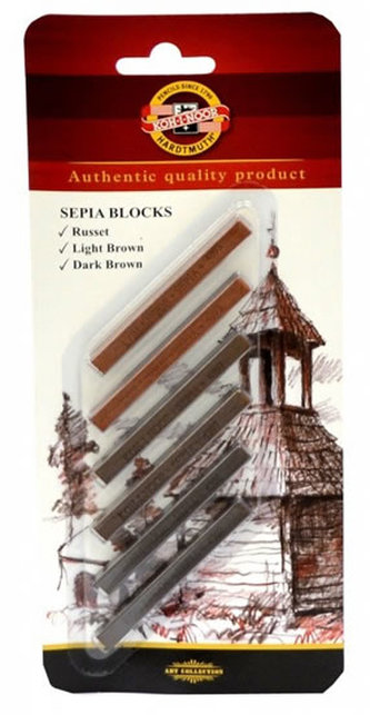 Koh-i-noor křídy sepiové, souprava 6ks  7 x 7 mm