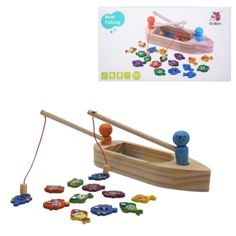 Dřevěný rybolov v loďce