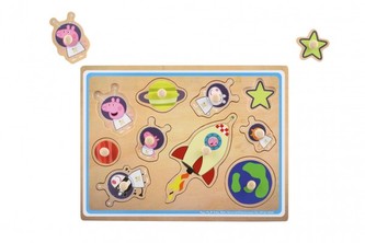 Vkladačka/Puzzle doskové drevo Prasiatko Peppa/Peppa Pig 30x22, 5cm vo fólii v krabici 31x23, 5cm 18m +