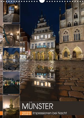 Münster - Impressionen bei Nacht (Wandkalender 2023 DIN A3 hoch)