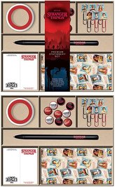 Set kancelářský Netflix|Stranger Things: (15 x 21 x 1 cm) 16 předmětů (pero, lepisí páska, spony, piny, poznámkový blok, lepicí štítky)