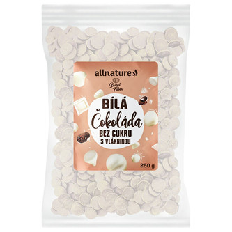 Allnature Bílá čokoláda bez cukru s vlákninou 250 g